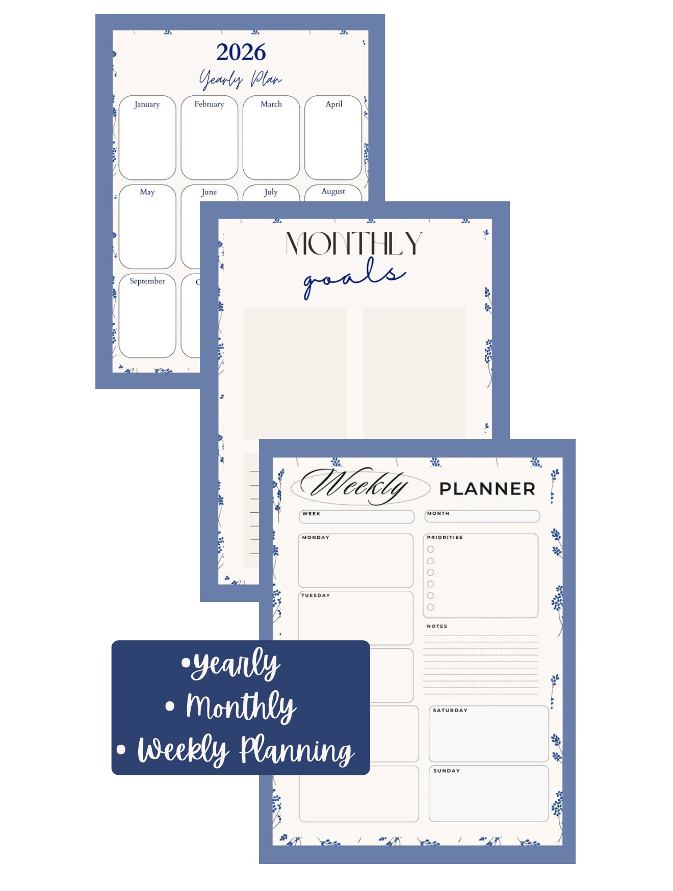 Yearly, monthly, weekly plan